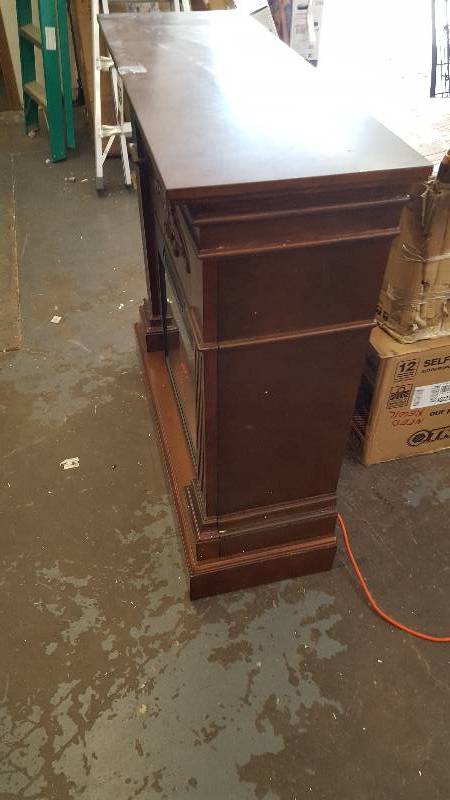 lot 169 image: McLeland Design Walnut Fireplace Mantel with Electric Heater Insert