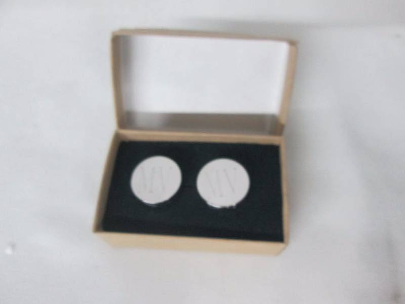 lot 75 image: JDS Personalized Pin Stripe Cuff Links