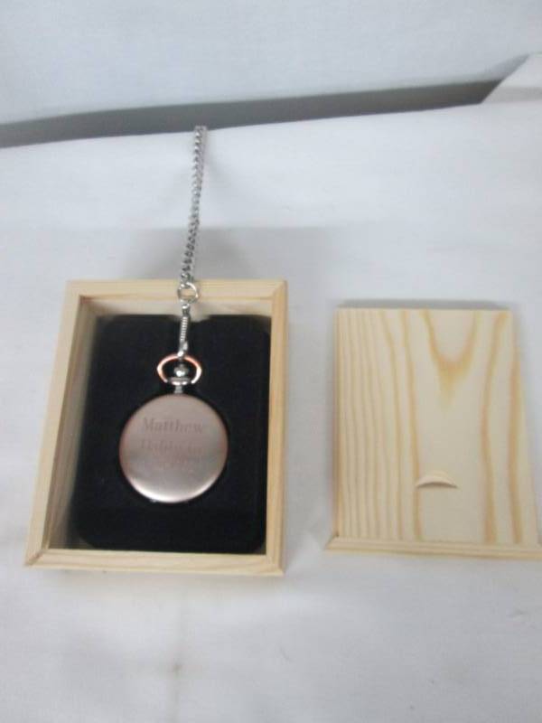 lot 74 image: Personalized Brushed Pocket Watch