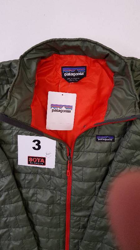 lot 3 image: Mens Nano Puff Jacket by Patagonia - Design  Slate Olive GreenRed lining & zippers