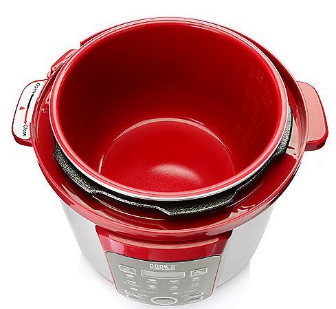 lot 99 image: Cooks Companion 6.3 qt 1000W Color Ceramic 11-in-1 Digital Pressure Cooker   MERLOT
