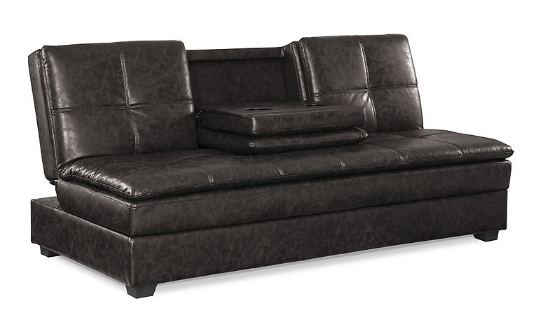 lot 199 image: Serta Kingsley Black Leather-Look Dream Convertible Sofa