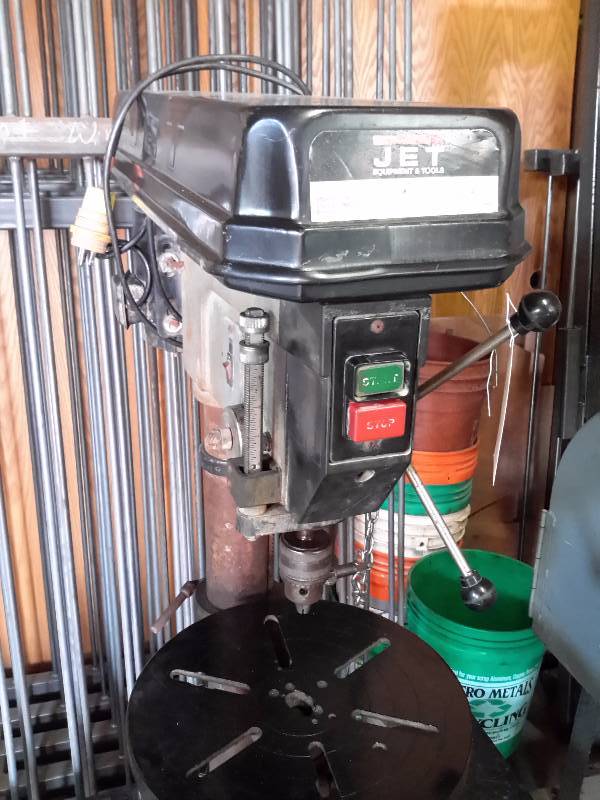 lot 2 image: JET, Drill Press.. 17 in Swing, 58 in Chuck.. Comes with stand.. Tested and works.