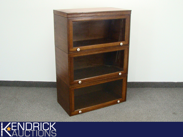 Antique Quarter Sawn Oak 3 Section Stacking BarristerLawyers Bookcase