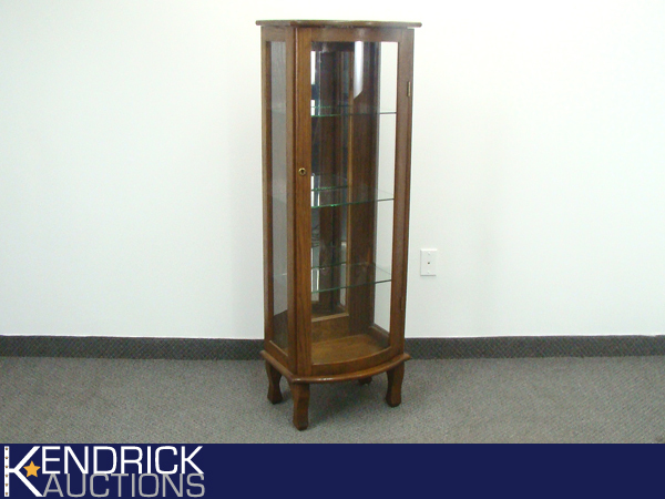 Antique Oak Beveled Glass 3 Shelf Curio Cabinet