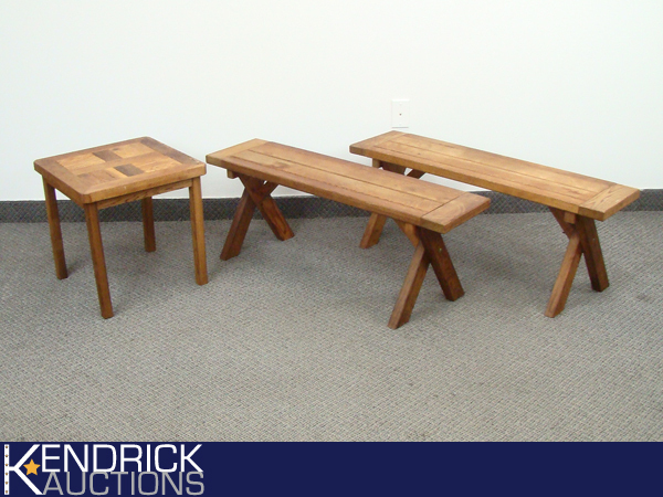 Solid Wood Outdoor Bench and Table Set