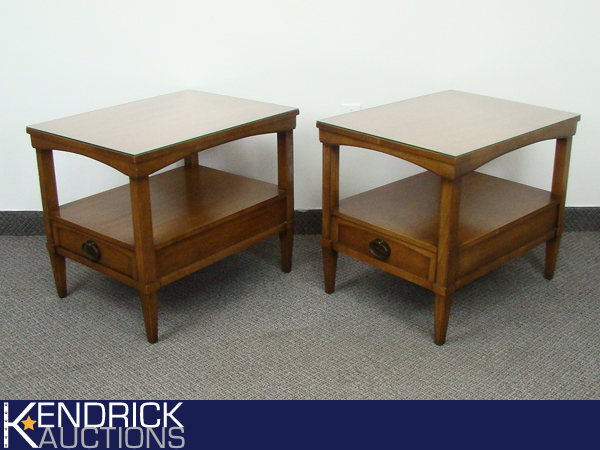 2 Mid Century Solid Wood End Tables with Optional Custom Glass Tops