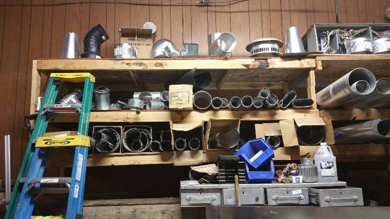 Huge Assortment of Stove Pipe and Tool Box