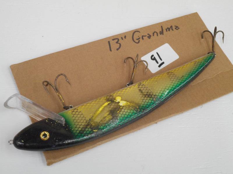 lot 91 image: (1) 13 Grandma Muskie Crankbait Lu...