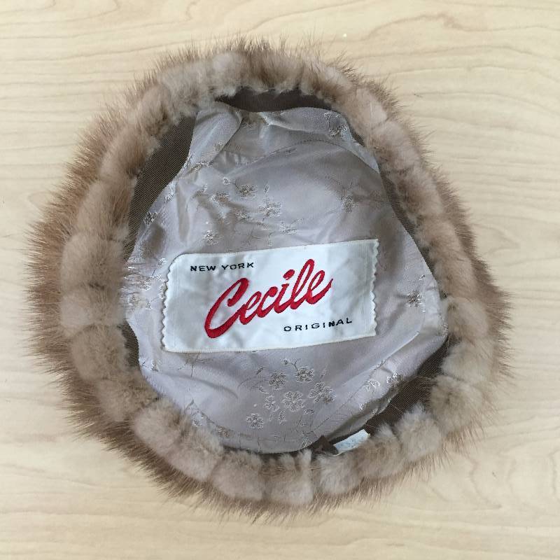 Darling LADIES Vintage 1940s CECILE of New York Original Brown Mink FUR Pillbox HAT
