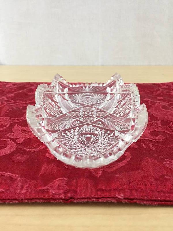 Large VintageAntique (AMERICAN BRILLIANT) Cut Crystal Glass Sawtooth Relish Dish Tray See