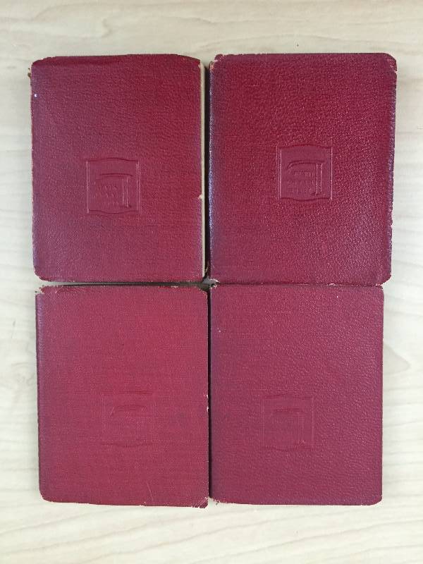 Antique Leather Books Little Luxar Library Essays by Emerson & Thoreau, Poems by Robert Browning & Robert Burns
