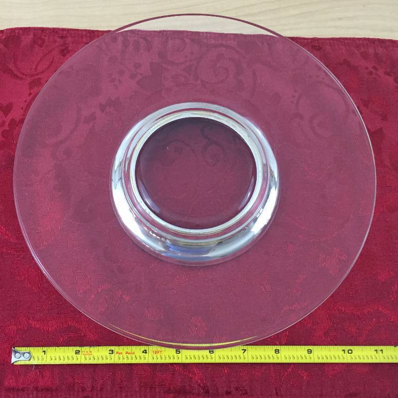 Vintage Large 11 Diameter Round Silverplate Base & Glass Footed Cake Plate Dish - Light Wear