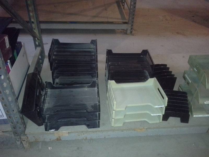 lot 542 image: Shelf of Assorted Desk Supplies