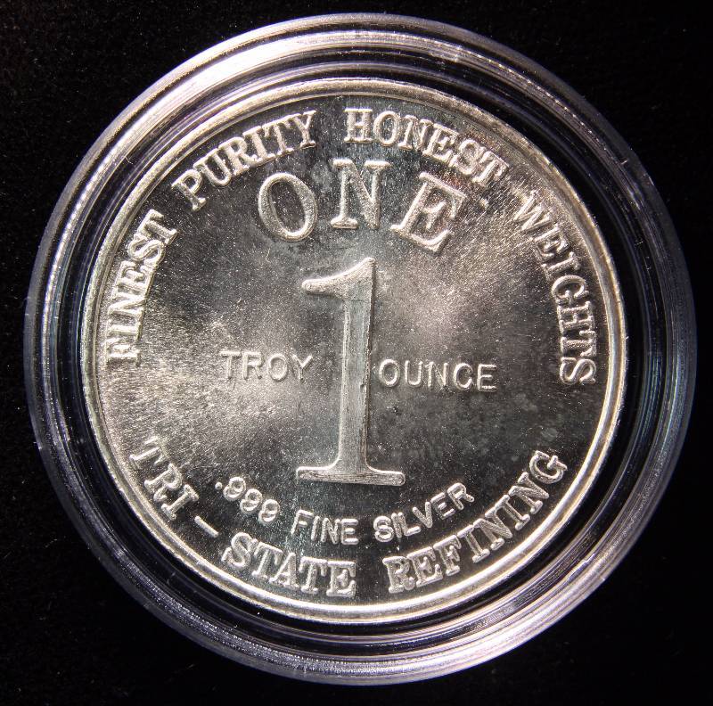 1 TROY Oz. .999 FINE SILVER ROUND VINTAGE EAGLELIBERTY BELL IN AIRTITE HOLDER