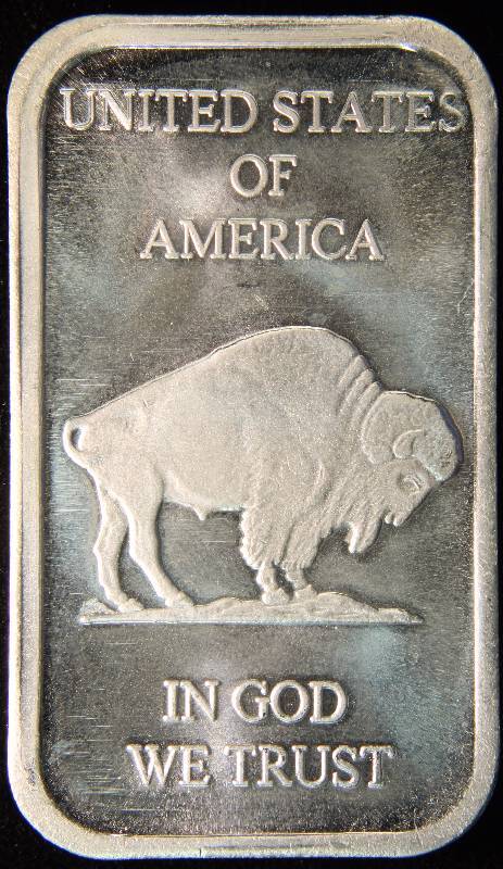 1 TROY OZ. .999 FINE SILVER BAR INDIAN BUFFALO DESIGN