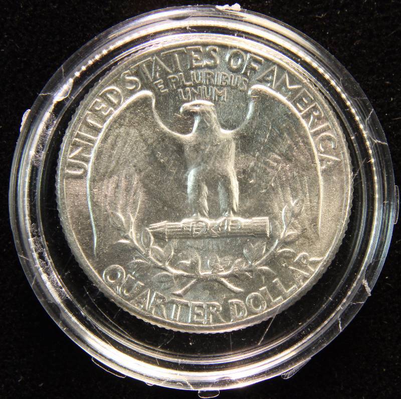 1958 WASHINGTON SILVER QUARTER AU UNC IN AIRTITE HOLDER