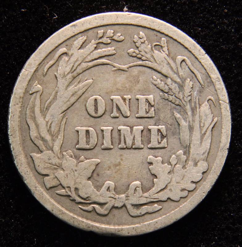 1910 BARBER SILVER DIME VG