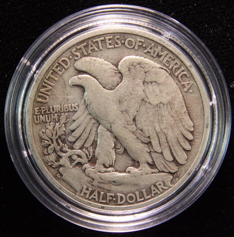 1942-S WALKING LIBERTY SILVER HALF DOLLAR IN AIRTITE HOLDER