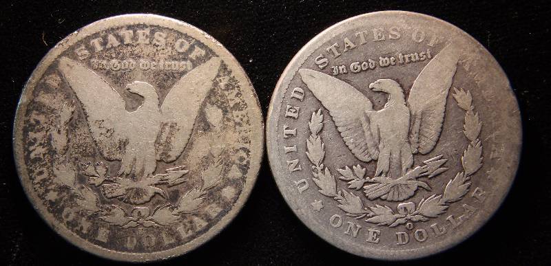 LOT OF 2 MORGAN SILVER DOLLARS 1879-S & 1899-O