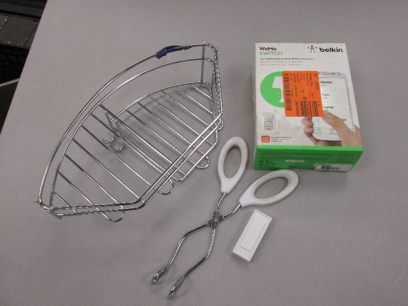 lot 19 image: Belkin WeMo Switch, Kitchen tongs, ...