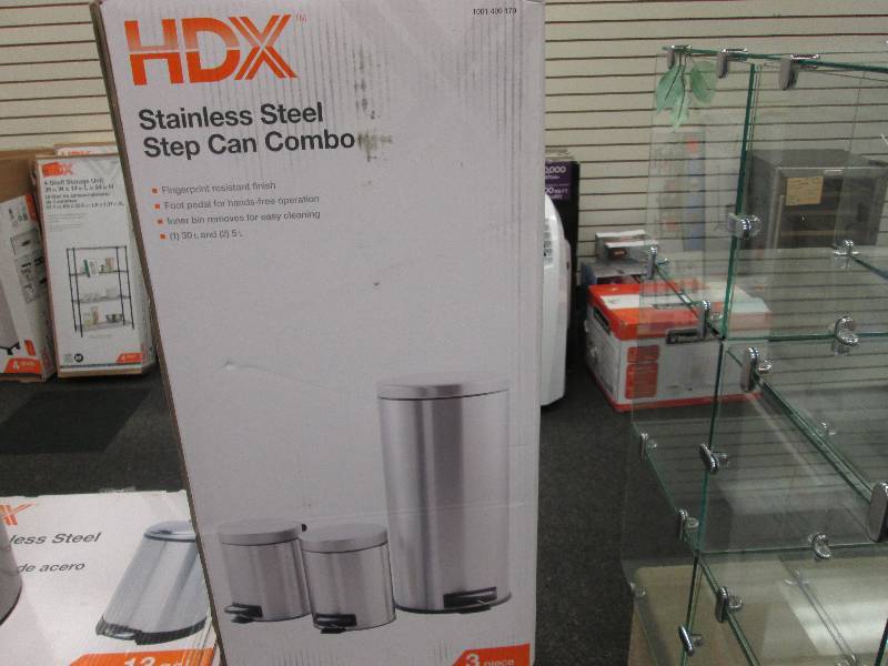 lot 47 image: HDX Stainless Steel Step Can Combo ...
