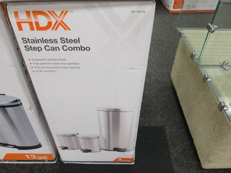 lot 48 image: HDX Stainless Steel Step Can Combo ...
