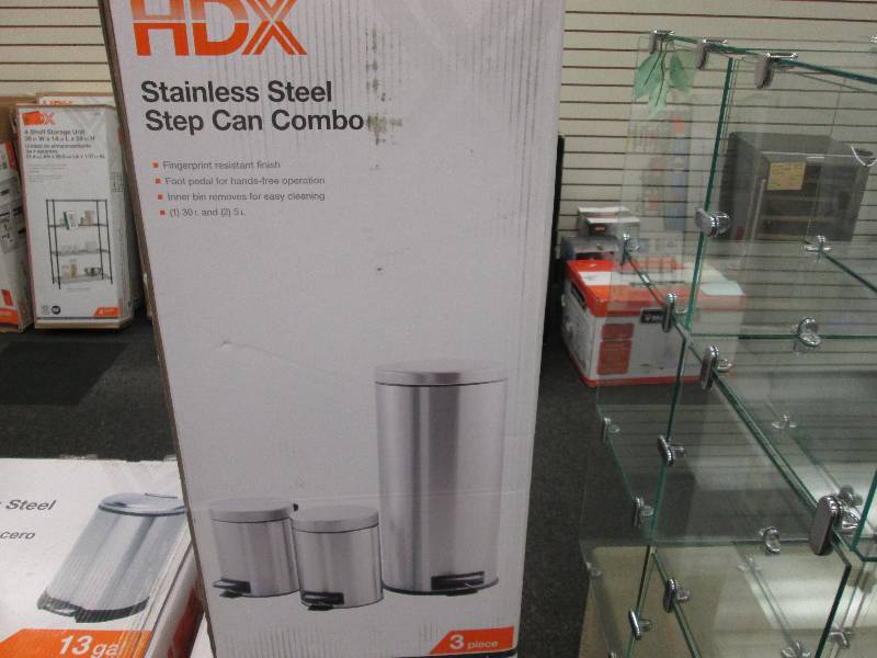 lot 49 image: HDX Stainless Steel Step Can Combo ...