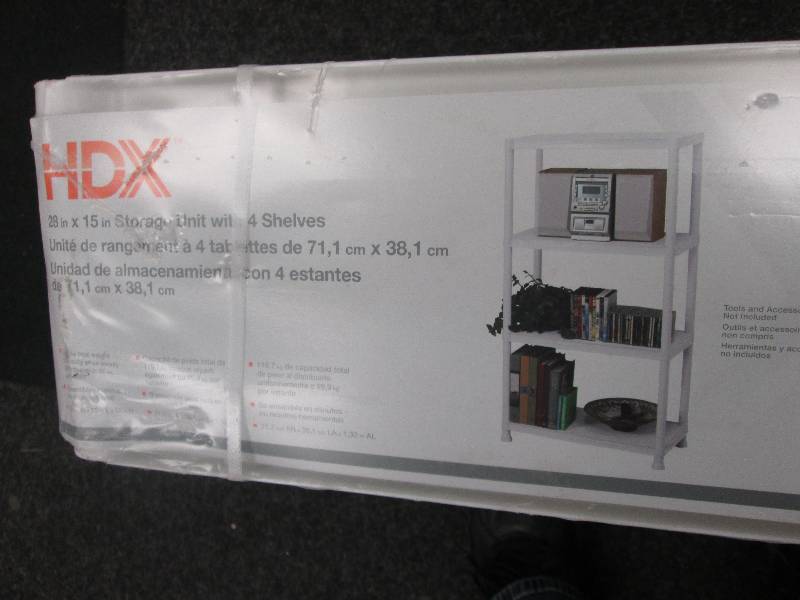 lot 88 image: HDX 4 shelf storage unit 28x 15 inc...