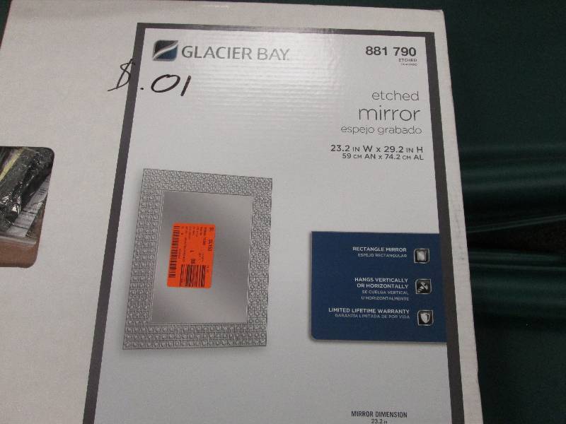 lot 136 image: Glacier Bay etched mirror 23.2 w x ...