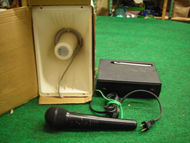 Microphone with wireless Transmitter & P. A. Speaker