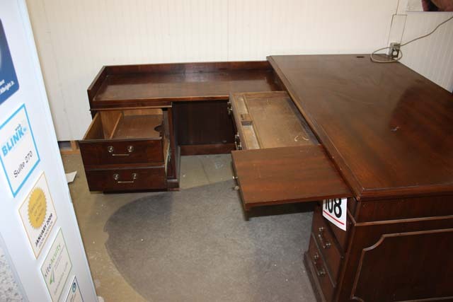 Dark Wood Desk with Return