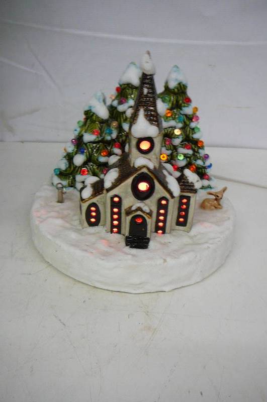 lot 27 image: Village Christmas Music Box (night hw was born)