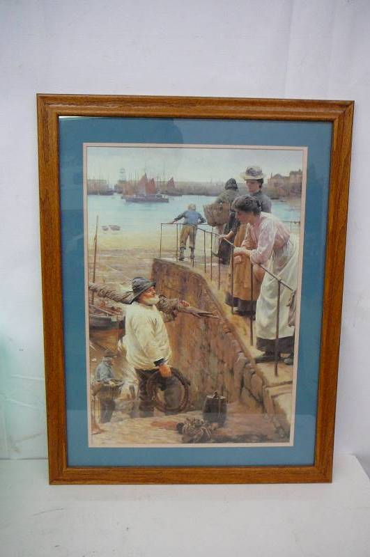 lot 37 image: Framed Picture Ships Oak Frame 22 12 x 29 12