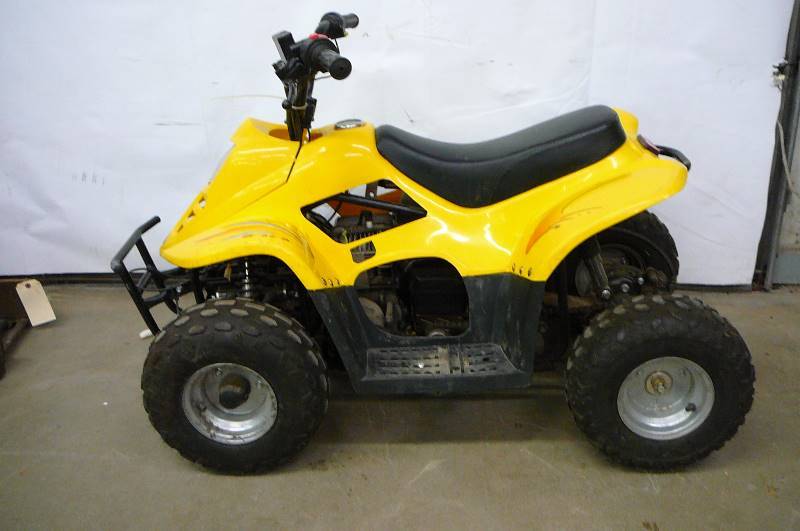 lot 86 image: Kids Wheeler Atv GEO, Chain Drive - Hyd Brakes, Pneumatic Tires 145706 Started out Electric changed to gas, Now has 3 hp Brigs Hasnt been ran for a few years