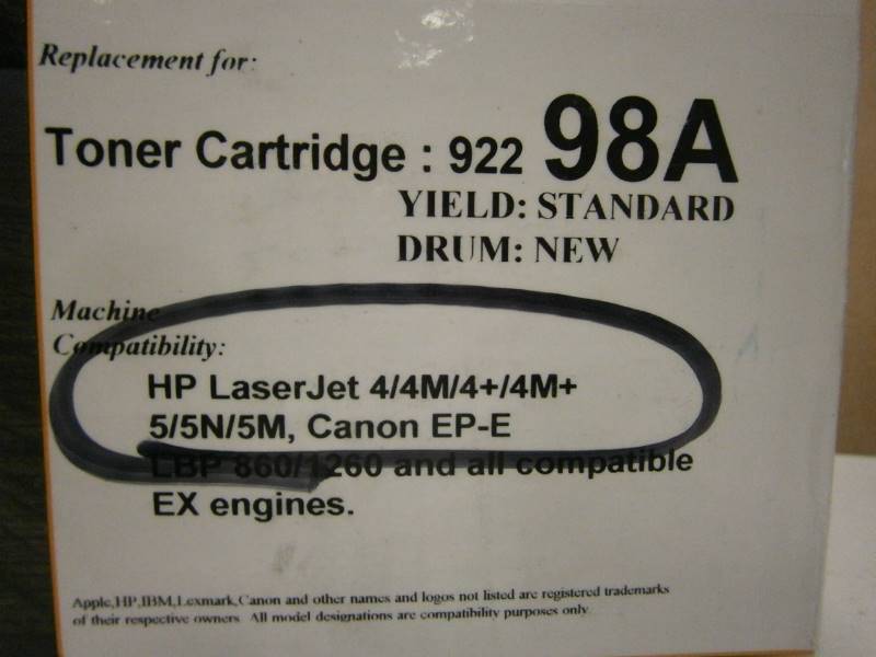 lot 104 image: Toner Cartridge 98A