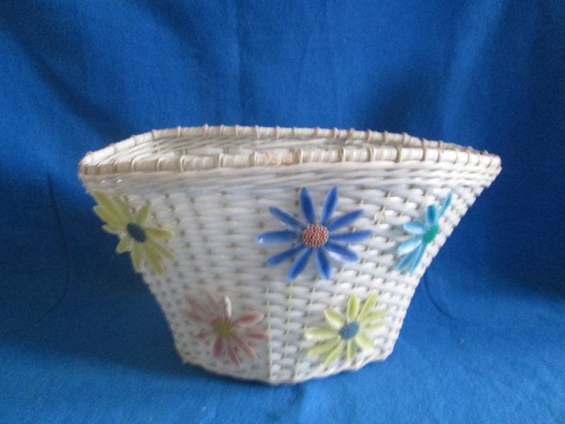 white flowered bike basket ...