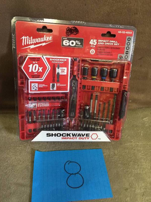 lot 8 image: Milwaukee Shockwave Impact Driver Bit Set (45-Piece) 48-32-4003