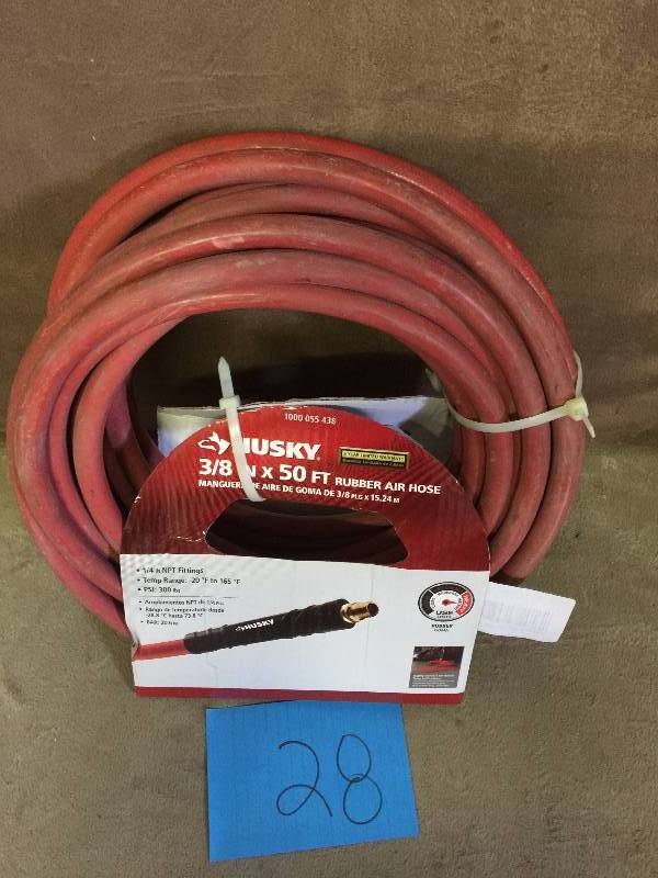 lot 28 image: HUSKY 38 in. x 50 ft. Red Rubber Air Hose USED