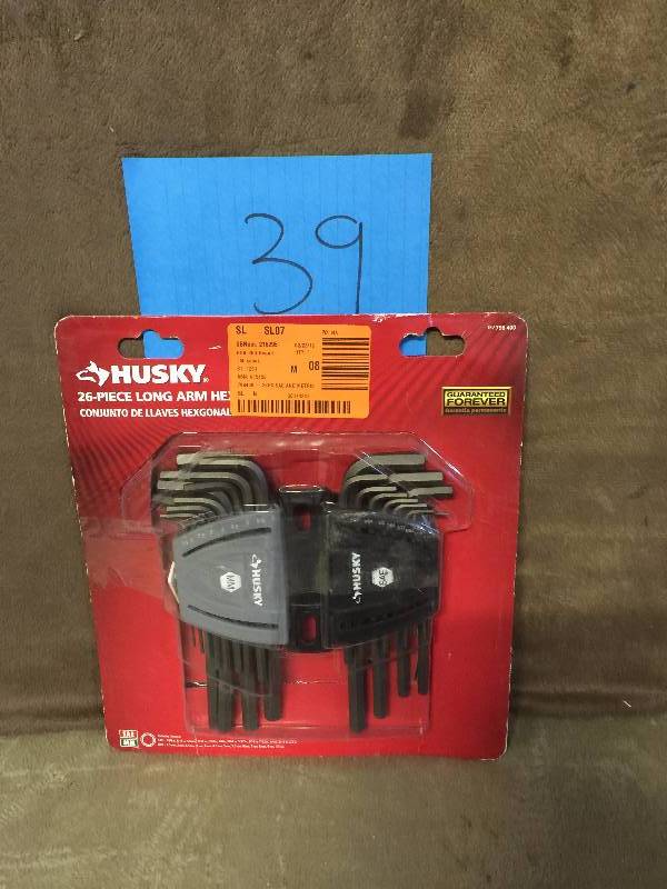 lot 39 image: HUSKY SAEMetric Long Arm Hex Key Set (26-Piece) Model # HLAHKSM26PC