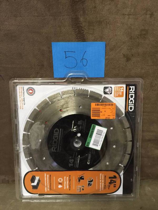 lot 56 image: RIDGID 14 in. Segmented High-Rim Diamond Blade Model # HD-MP14G