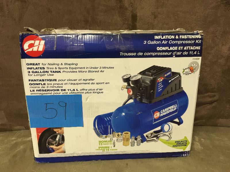 lot 59 image: Campbell Hausfeld FP209499 3-Gallon Portable Compressor