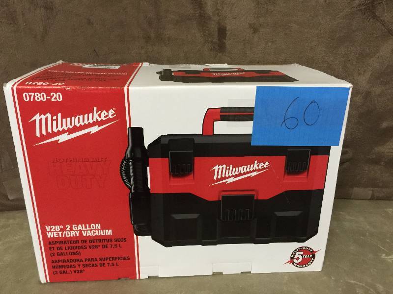 lot 60 image: Milwaukee M28 28-Volt Lithium-Ion Cordless WetDry Vacuum (Tool-Only) New