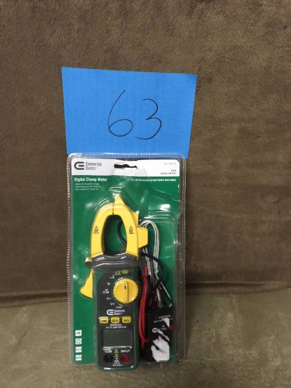 lot 63 image: Commercial Electric LCD Digital Clamp Meter New