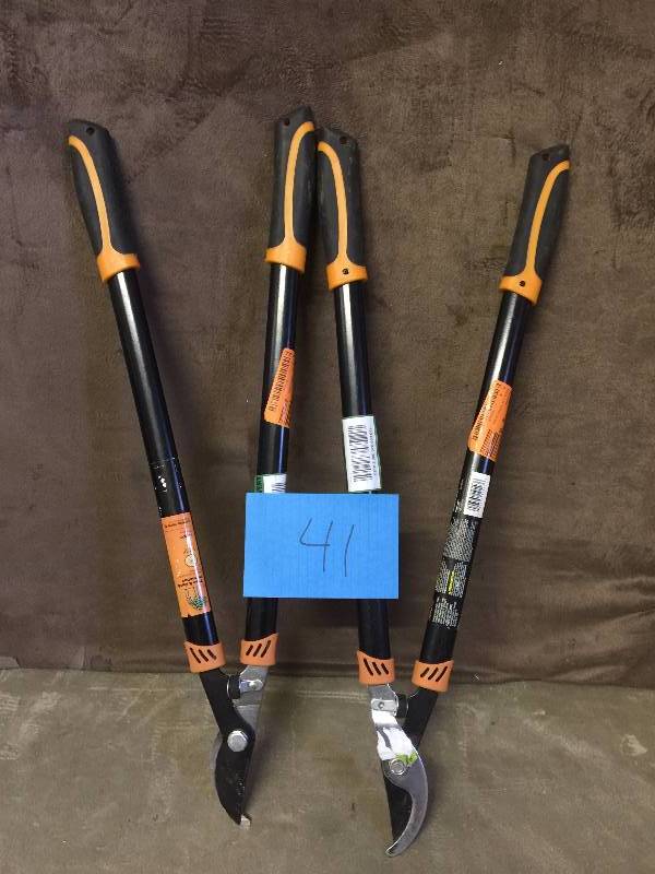 lot 41 image: LOT OF 2 FISKARS 1-12 in. Dia Cut Capacity Steel Bade Steel Softgrip Handled Bypass Lopper
