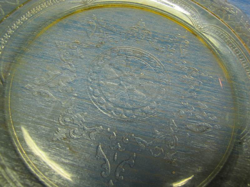 Vintage Glass Ware Small Pie Plate & Colored Platter