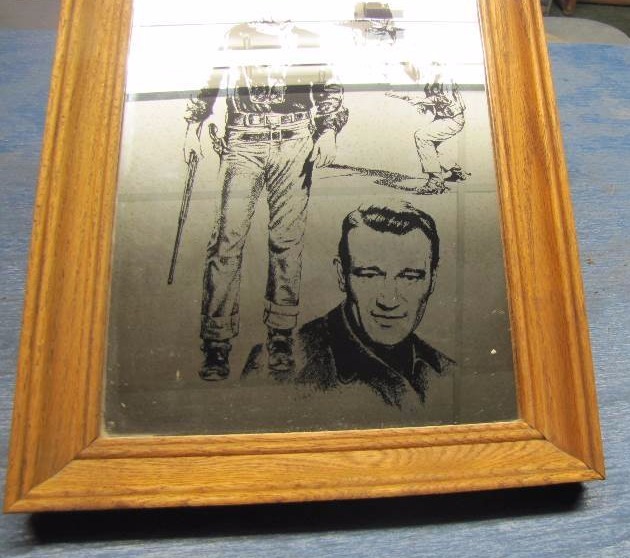 John Wayne Mirror w/ etching in the glass | April Household & Antiques ...