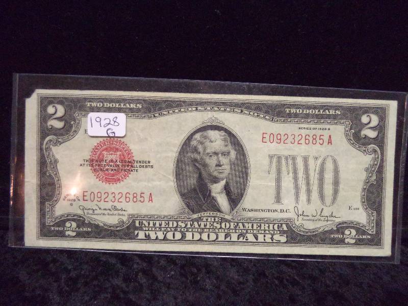 US $2 Note, 1928 G, Red Seal