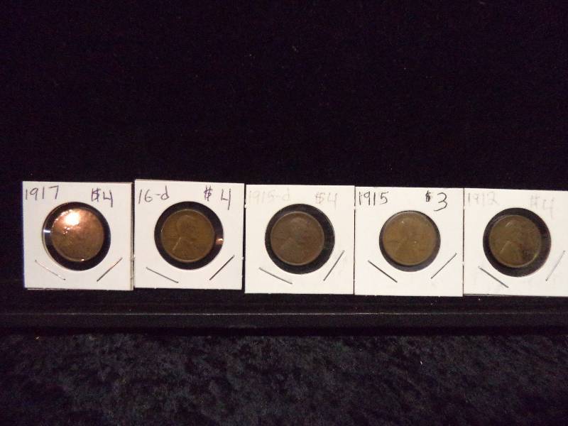 Lot - 5 Wheat Pennies