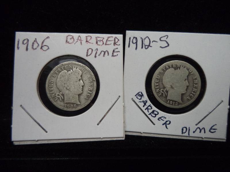 Pair - 1906 & 1912s Barber Dimes